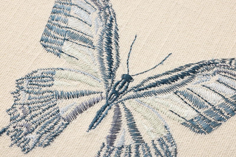 Butterfly Blue Ivory/Blue 1'x1'3" Wall Art